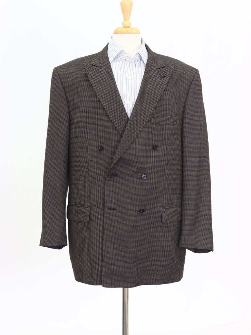 Tallia 50L Brown Blazer Sport Coat Jacket Double-Breasted Houndstooth W981